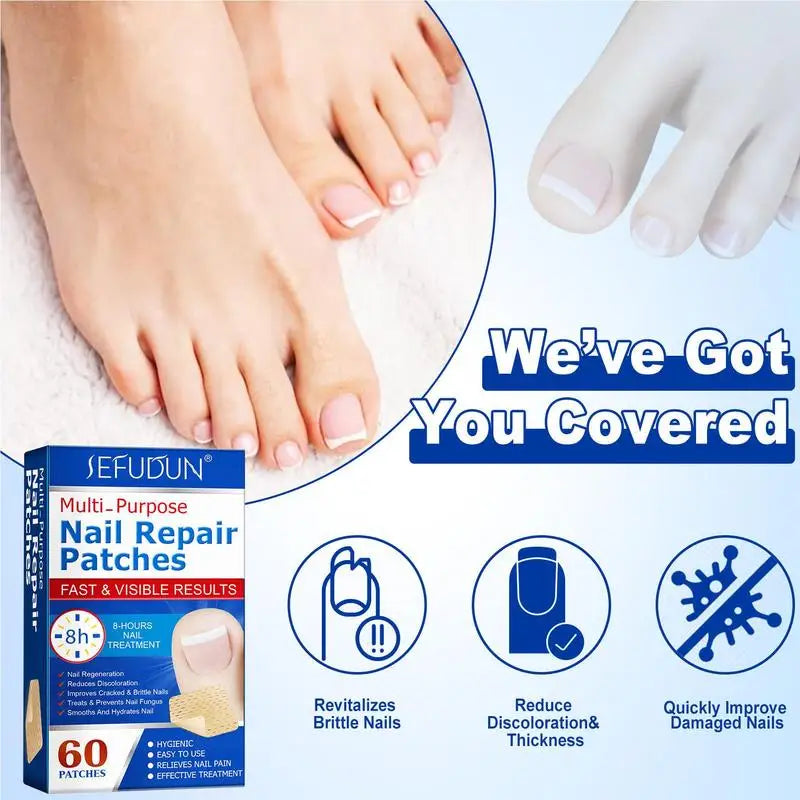 Toenail Repair Patches – 60pcs | Strong Anti-Fungal Nail Treatment for Healthy, Clean Feet - Novlux